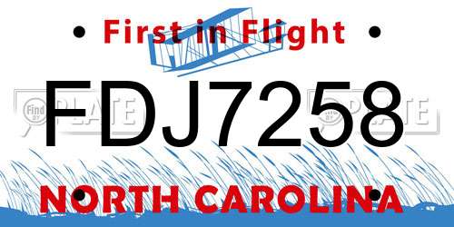 FDJ7258 North Carolina License Plate