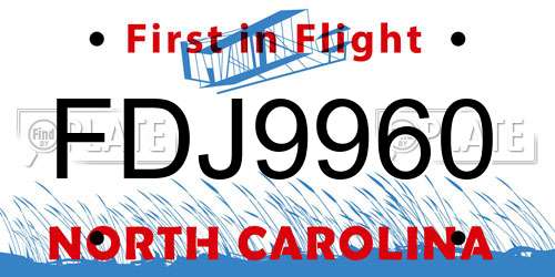 FDJ9960 North Carolina License Plate