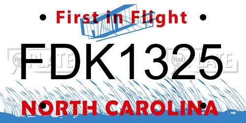 FDK1325 North Carolina License Plate
