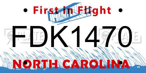 FDK1470 North Carolina License Plate