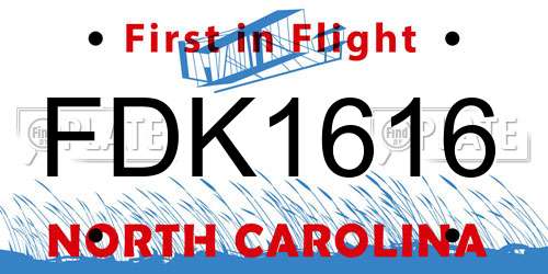 FDK1616 North Carolina License Plate