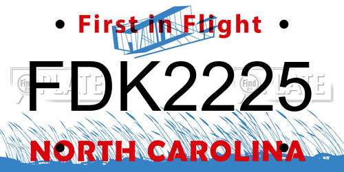 FDK2225 North Carolina License Plate