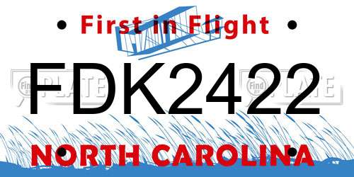 FDK2422 North Carolina License Plate