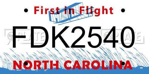 FDK2540 North Carolina License Plate