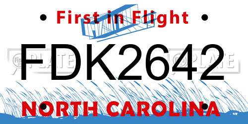 FDK2642 North Carolina License Plate