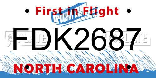 FDK2687 North Carolina License Plate