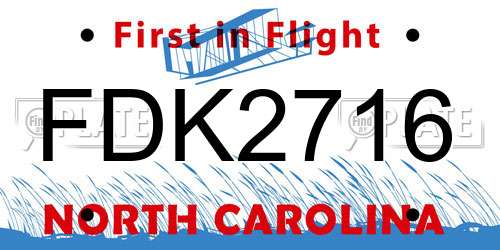 FDK2716 North Carolina License Plate