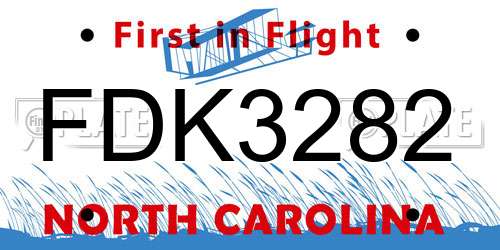 FDK3282 North Carolina License Plate
