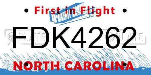FDK4262 North Carolina License Plate