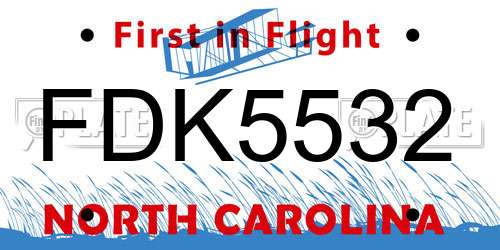 FDK5532 North Carolina License Plate