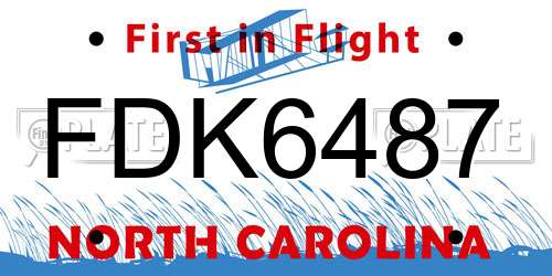 FDK6487 North Carolina License Plate