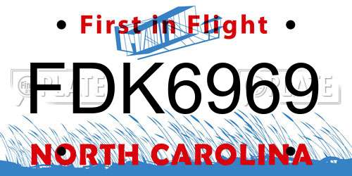 FDK6969 North Carolina License Plate