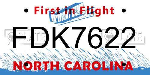 FDK7622 North Carolina License Plate