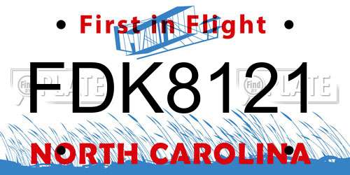 FDK8121 North Carolina License Plate