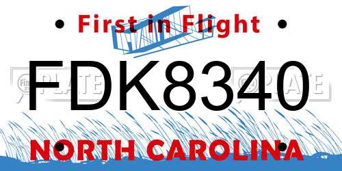 FDK8340 North Carolina License Plate