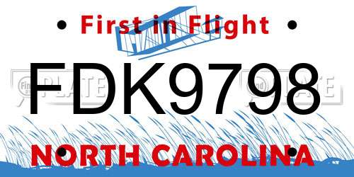 FDK9798 North Carolina License Plate