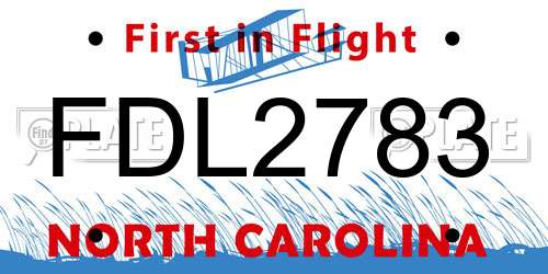 FDL2783 North Carolina License Plate