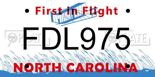 FDL975 North Carolina License Plate