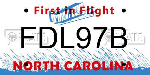 FDL97B North Carolina License Plate