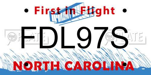 FDL97S North Carolina License Plate