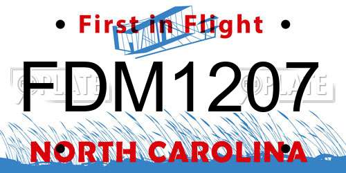 FDM1207 North Carolina License Plate