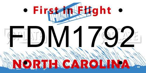FDM1792 North Carolina License Plate