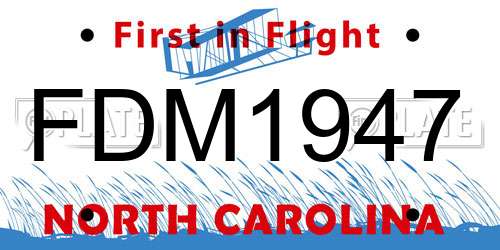 FDM1947 North Carolina License Plate