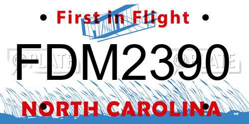 FDM2390 North Carolina License Plate