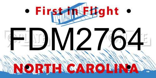 FDM2764 North Carolina License Plate