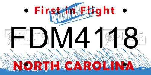 FDM4118 North Carolina License Plate