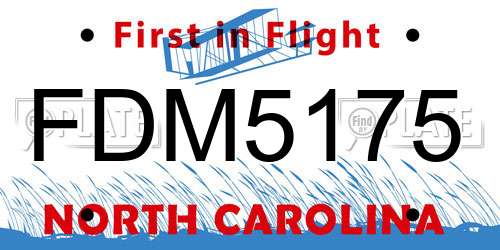 FDM5175 North Carolina License Plate