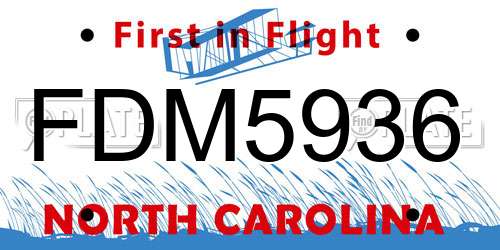 FDM5936 North Carolina License Plate