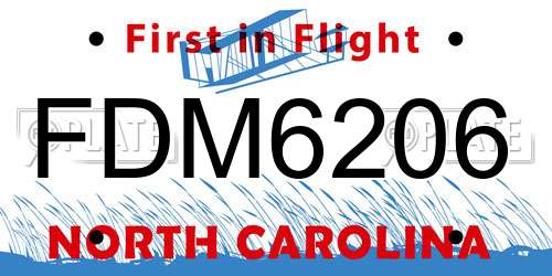 FDM6206 North Carolina License Plate