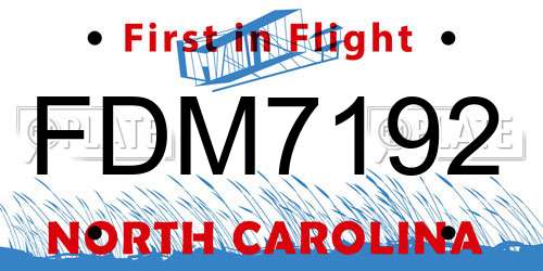 FDM7192 North Carolina License Plate
