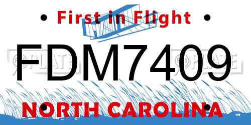 FDM7409 North Carolina License Plate