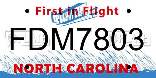 FDM7803 North Carolina License Plate