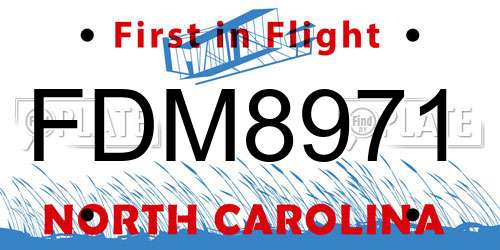 FDM8971 North Carolina License Plate