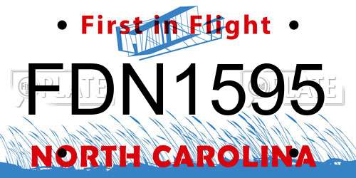 FDN1595 North Carolina License Plate