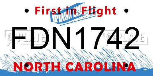 FDN1742 North Carolina License Plate