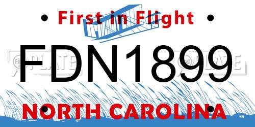 FDN1899 North Carolina License Plate