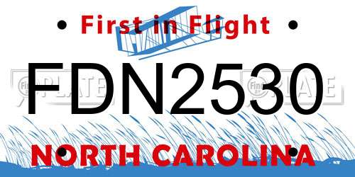 FDN2530 North Carolina License Plate