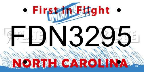 FDN3295 North Carolina License Plate