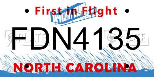 FDN4135 North Carolina License Plate