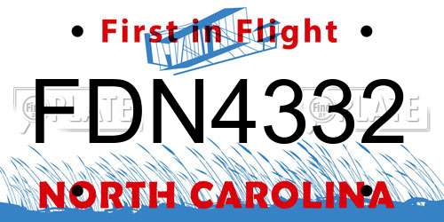 FDN4332 North Carolina License Plate