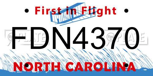FDN4370 North Carolina License Plate
