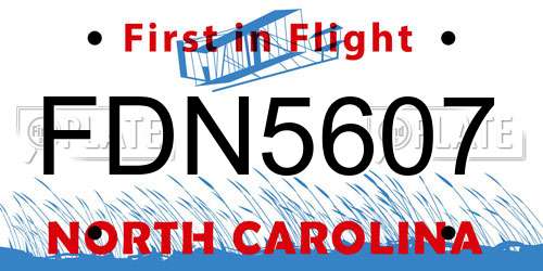 FDN5607 North Carolina License Plate