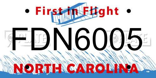 FDN6005 North Carolina License Plate
