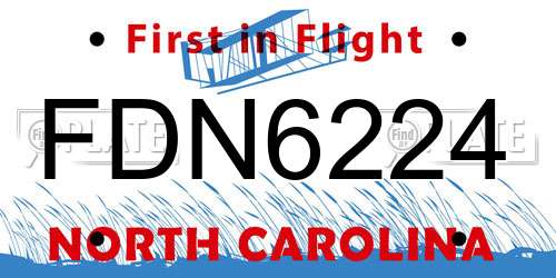 FDN6224 North Carolina License Plate