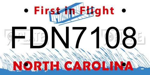 FDN7108 North Carolina License Plate