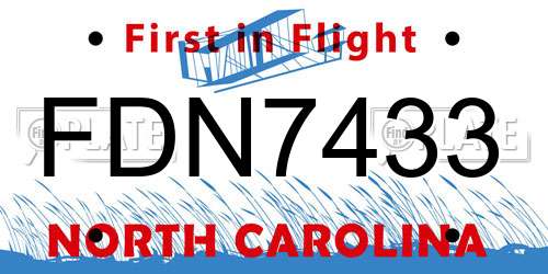 FDN7433 North Carolina License Plate